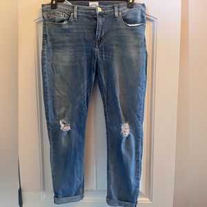 Hudson New York blue skinny crop cuffed jeans